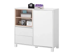 Acessórios De Arrumação|Loft24 Paco | Cómoda com 1 Porta e 2 Gavetas em Carvalho Branco