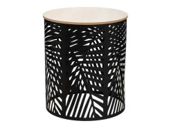 Mesa De Apoio*Atmosphera Pacote de 2 Mesas de Centro Feuille, Carvalho e , 39/35 cm, Melamina/Metal Preto