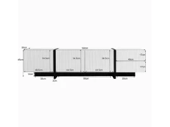 Painel baixo para TV com pés em blocos de cores em e preto brilhante, com portas e gavetas. Branco