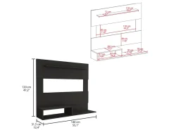 TuHome Painel de entretenimento de parede Beijing com prateleira superior, 19.88 cm X 139.7 cm X 31.49 cm ,^ Móvel De Tv