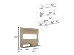 Móvel De Tv|TuHome Painel de entretenimento de parede de Pequim com prateleira superior , 119.88 cm X 139.7 cm X 31.49 cm , Bege Branco