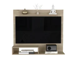 Móvel De Tv|TuHome Painel de entretenimento de parede de Pequim com prateleira superior , 119.88 cm X 139.7 cm X 31.49 cm , Bege Branco