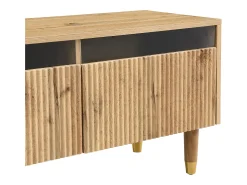 Painel de TV com 4 gavetas - Suporte de TV com iluminação LED e 5 pés em madeira - madeira - para sala de estar^ Móvel De Tv