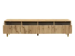 Painel de TV com 4 gavetas - Suporte de TV com iluminação LED e 5 pés em madeira - madeira - para sala de estar^ Móvel De Tv
