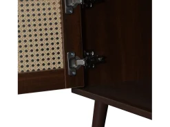Móvel De Tv| Painel de TV com 2 portas e 2 gavetas - Suporte de TV - Design de porta de armário Ratan - para TV de 80 polegadas Castanho