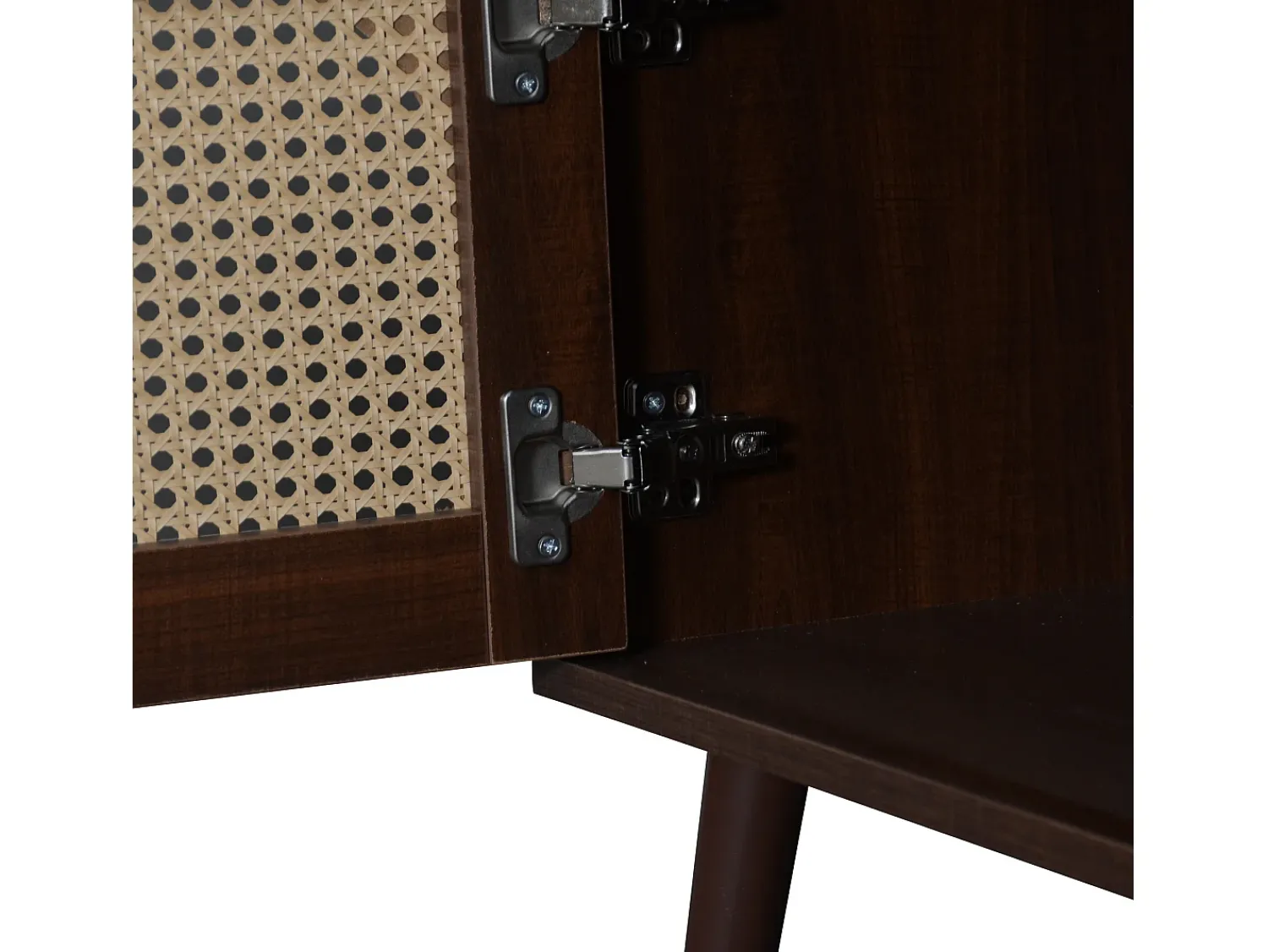 Móvel De Tv| Painel de TV com 2 portas e 2 gavetas - Suporte de TV - Design de porta de armário Ratan - para TV de 80 polegadas Castanho