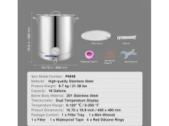 Acessório Vinho E Bar* Panela de Fermentação SucceBuy de Aço Inoxidável 60.6L, Fundo Triplo, Panela de Cerveja, Suprimentos para Fabricação de Cerveja Caseira