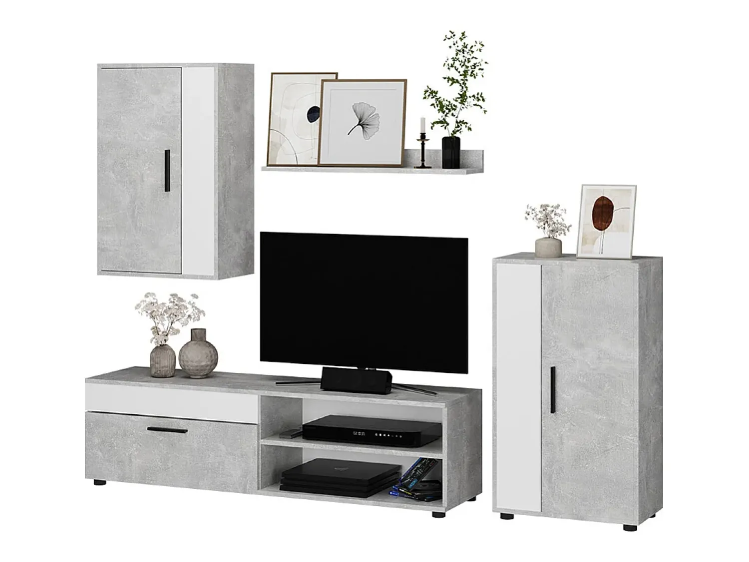 Discount Vicco Parede da sala de estar betão 140x35.2x38.7 berno Cinzento claro