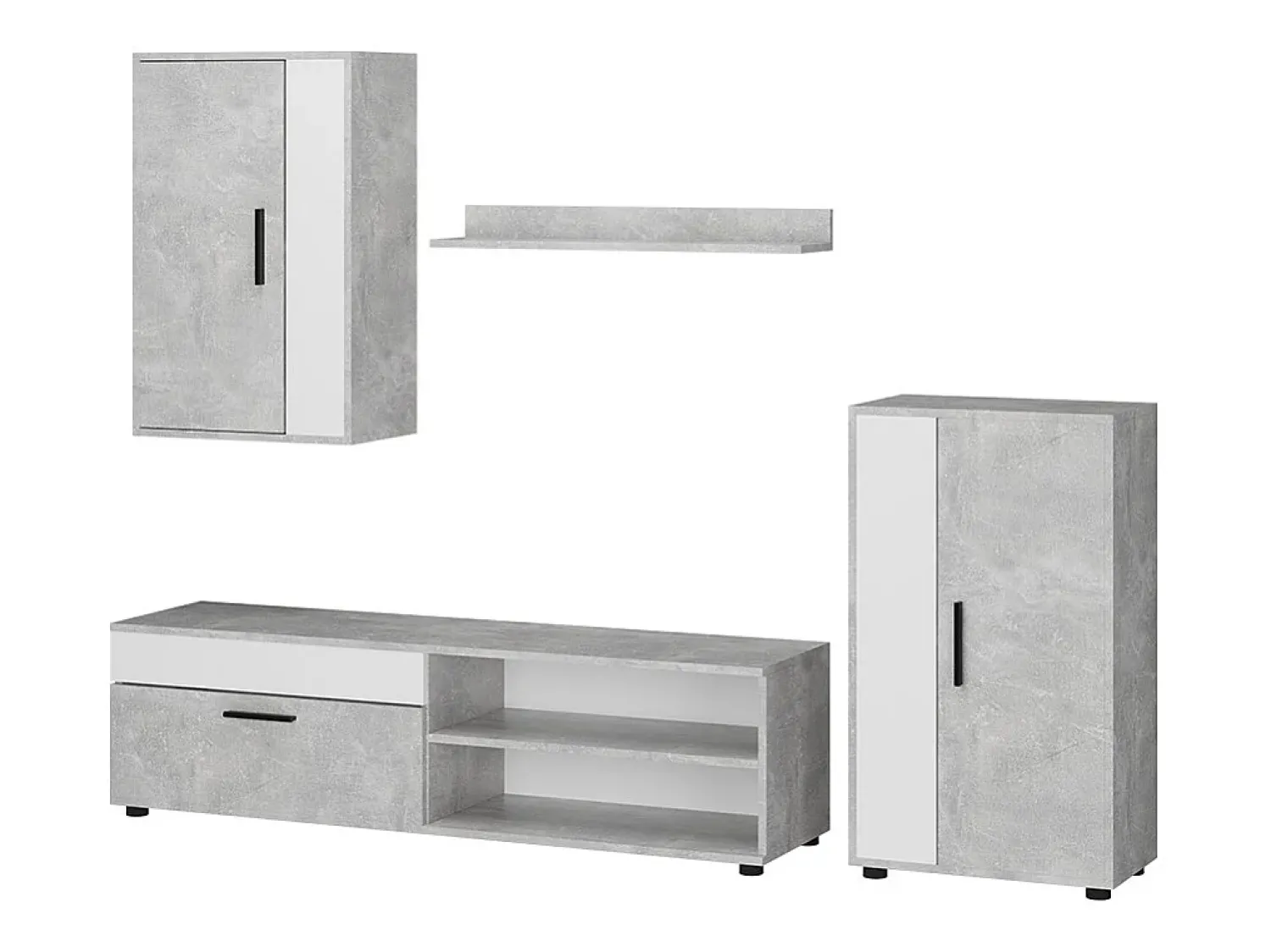 Discount Vicco Parede da sala de estar betão 140x35.2x38.7 berno Cinzento claro