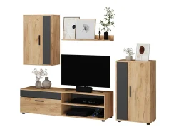 Outlet Vicco Parede da sala de estar carvalho goldkraft/antracite 140x35.2x38.7 berno Natural escuro