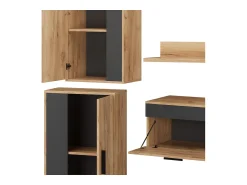 Outlet Vicco Parede da sala de estar carvalho goldkraft/antracite 140x35.2x38.7 berno Natural escuro