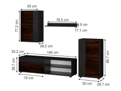 Móvel De Tv|Vicco Parede da sala de estar marrom 140x35.2x38.7 berno Castanho