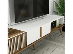 Móvel De Tv|Dmora Parede equipada Dmalavas, Composição da sala de estar, Armário de sala multiuso, Armário de TV, 180x35h40 cm, Noz e Branco Castanho