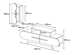 Móvel De Tv|Dmora Parede equipada Dpiccol, Composição da sala de estar, Armário de sala de estar multiusos, Armário de porta de TV, 145x37h50 cm, Nogueira e Branco Castanho