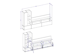 Móvel De Tv|Petits-Meubles Parede para TV de 270 cm Opio e Antracite Taupe