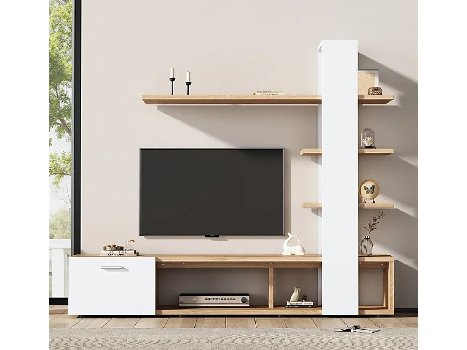 DripeX Parede TV - com Dispositivos Anti-Queda - Adequado para TV abaixo de 60" - 180x33,5x151,5cm^ Móvel De Tv