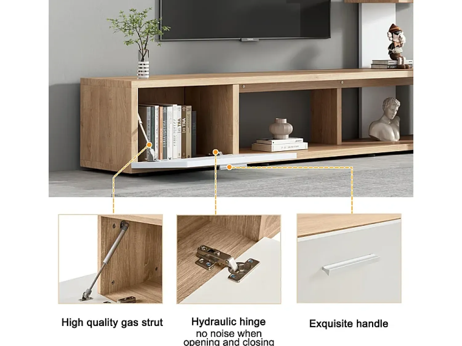 DripeX Parede TV - com Dispositivos Anti-Queda - Adequado para TV abaixo de 60" - 180x33,5x151,5cm^ Móvel De Tv