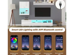 Móvel De Tv|DripeX Parede TV 3 Portas e 3 Nichos - com Armazenamento e Iluminação LED - Painel de Partículas - Brilhante - Branco