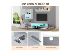 Móvel De Tv|DripeX Parede TV 3 Portas e 3 Nichos - com Armazenamento e Iluminação LED - Painel de Partículas - Brilhante - Branco