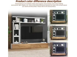 DripeX Parede TV com Armazenamento - 2 Portas - Instalação em Pé ou Pendurada - Adequado para TV abaixo de 80" - Carvalho e Branco^ Móvel De Tv