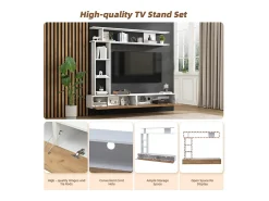 DripeX Parede TV com Armazenamento - 2 Portas - Instalação em Pé ou Pendurada - Adequado para TV abaixo de 80