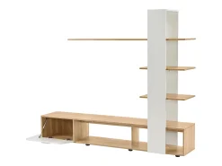 Móvel De Tv*ModernLuxe Parede TV com arrumação - 3 compartimentos e 3 prateleiras - Branco e Natural Natural claro / Branco