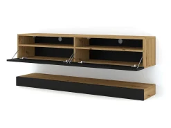 Online Petits-Meubles Parede TV Vega Madeira e Preto com 2 portas 160 cm Branco