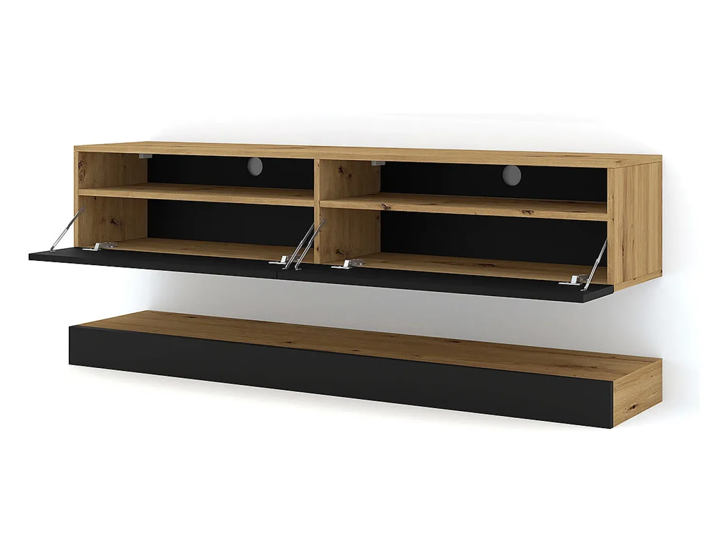 Online Petits-Meubles Parede TV Vega Madeira e Preto com 2 portas 160 cm Branco