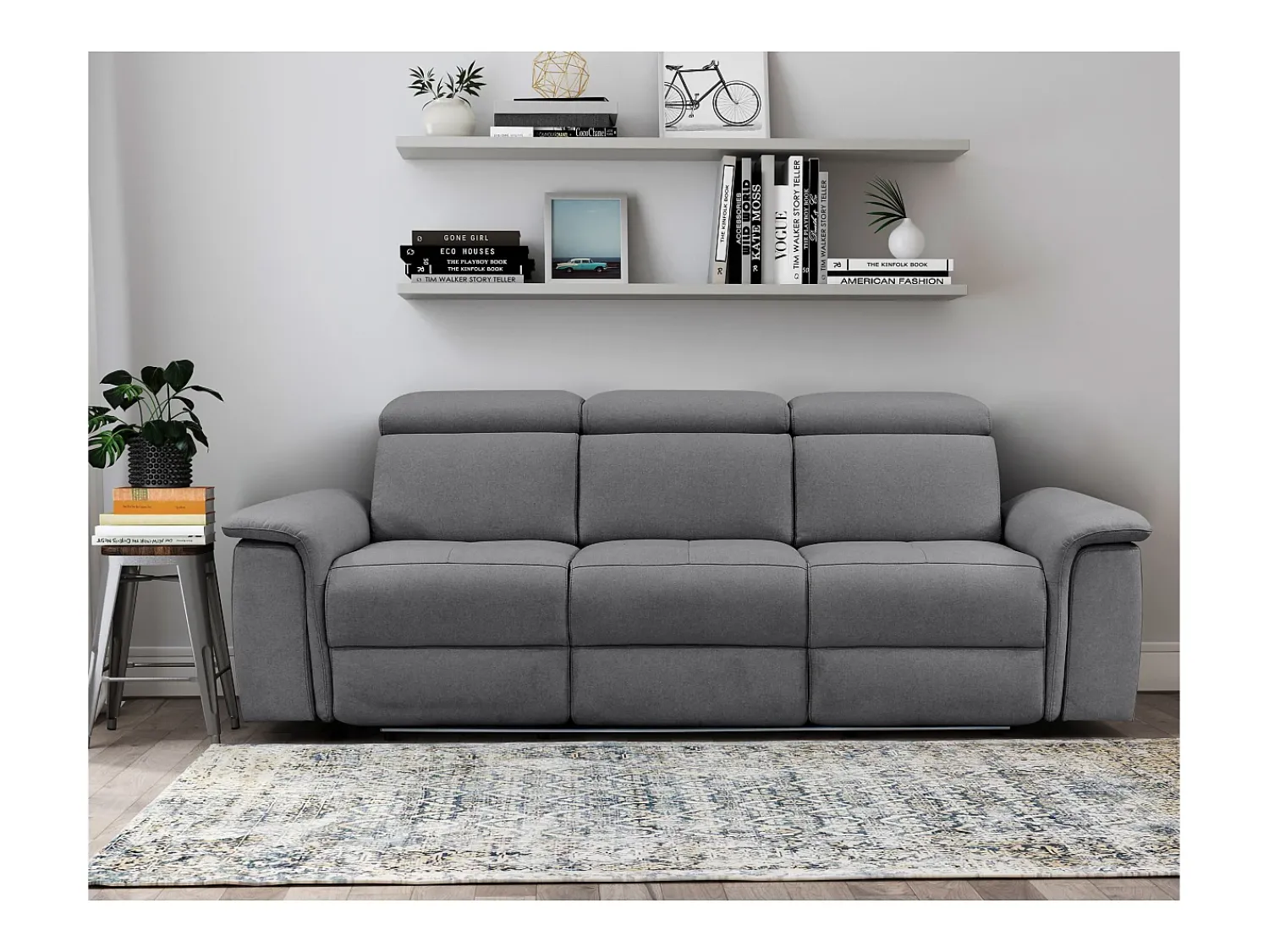 Loft24 Pareli | Sofá de 3 lugares com função Manuel em PU castanho^ Sofá