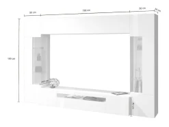 Móvel De Tv|Dmora Parete attrezzata Clementino, Set salotto porta TV a 6 ante, Mobile soggiorno multiuso con luce LED, 100% Made in Italy, cm 290x40h191, Bianco lucido Branco