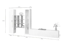 Móvel De Tv|Dmora Parete attrezzata Davis, Set salotto porta TV a 3 ante, Mobile soggiorno multiuso con vetrina e luce LED, 100% Made in Italy, cm 310x30h180, Bianco lucido e Acero Branco