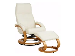 Discount Loft24 Paris | Cadeira de Reclinação + Banco Creme Branco