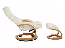 Discount Loft24 Paris | Cadeira de Reclinação + Banco Creme Branco