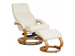Discount Loft24 Paris | Cadeira de Reclinação + Banco Creme Branco