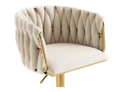 Discount DripeX 2Pcs Banquetas de bar em veludo - altura ajustável - giratório 360° - com descanso para pés - 53x51x87/105cm - Bege