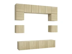 Best 8pcs conjunto de móveis de TV derivados madeira carvalho sonoma PT746160 Castanho