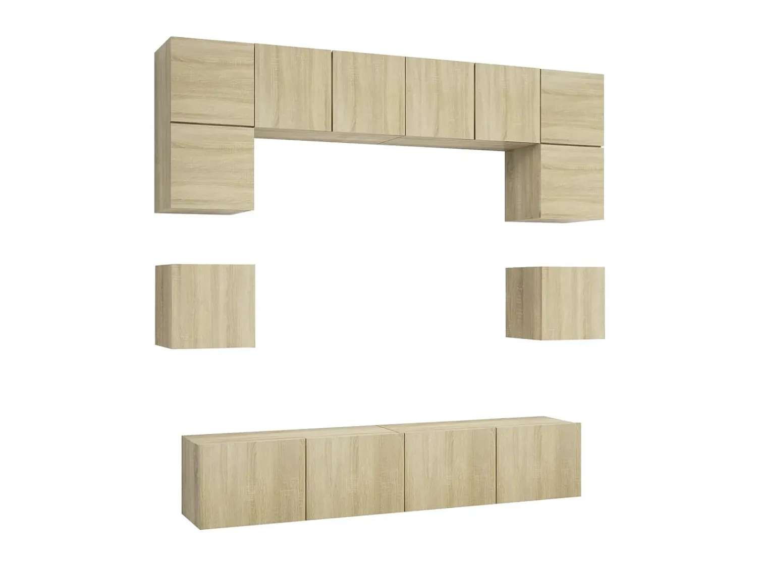 Best 8pcs conjunto de móveis de TV derivados madeira carvalho sonoma PT746160 Castanho