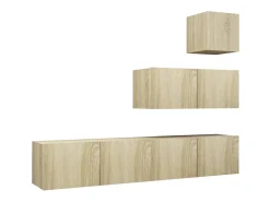Móvel De Tv* 4pcs conjunto de móveis de TV derivados madeira carvalho sonoma PT887244 Castanho