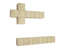 7pcs conjunto de móveis de TV derivados madeira carvalho sonoma PT898740^ Móvel De Tv