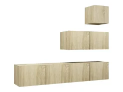 Móvel De Tv|vidaxl 4pcs conjunto de móveis de TV derivados madeira carvalho sonoma Castanho