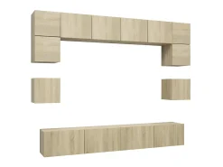 Móvel De Tv* 8pcs conjunto de móveis de TV derivados madeira carvalho sonoma PT370114 Castanho