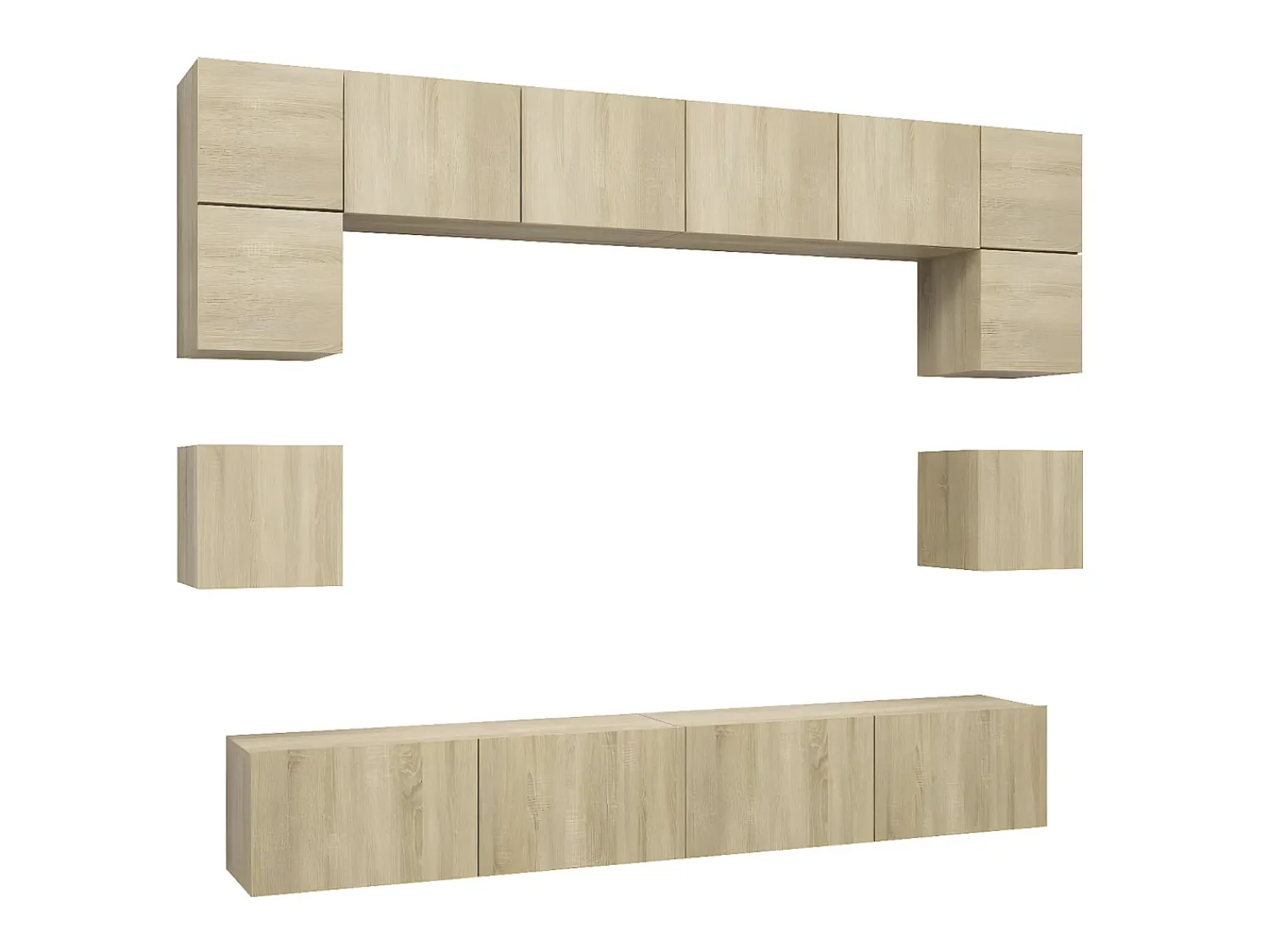Móvel De Tv* 8pcs conjunto de móveis de TV derivados madeira carvalho sonoma PT370114 Castanho