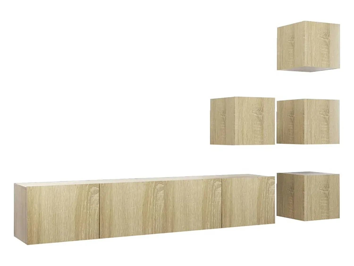 Móvel De Tv| 6pcs conjunto de móveis de TV derivados madeira carvalho sonoma PT834974 Castanho