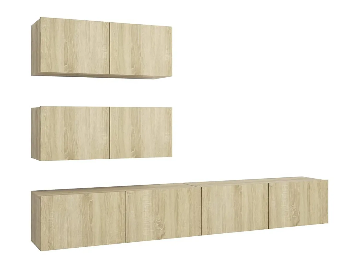 Móvel De Tv* 4pcs conjunto de móveis de TV derivados madeira carvalho sonoma PT477219 Castanho