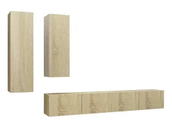 Hot 4pcs conjunto de móveis de TV contraplacado cor carvalho sonoma PT794071 Castanho