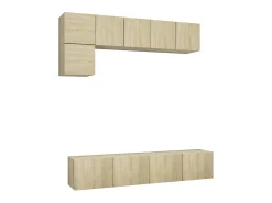 Móvel De Tv| 5pcs conjunto de móveis de TV derivados madeira carvalho sonoma PT830732 Castanho