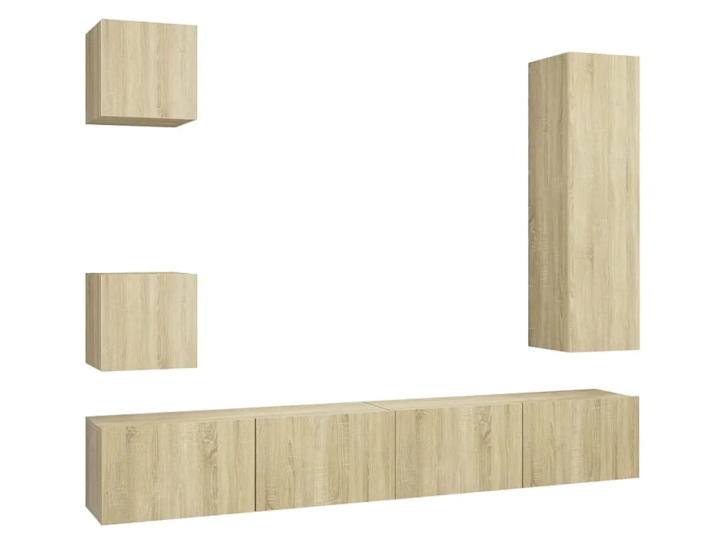 Móvel De Tv* 5pcs conjunto de móveis de TV derivados madeira carvalho sonoma PT254199 Castanho