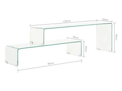 Mesa De Centro*vidaxl 2pcs conjunto mesas centro 90x30x20/110x30x40cm vidro temperado Transparente
