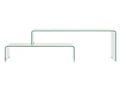 Mesa De Centro*vidaxl 2pcs conjunto mesas centro 90x30x20/110x30x40cm vidro temperado Transparente