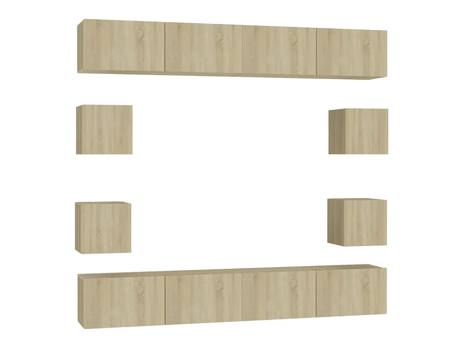 Móvel De Tv| 8pcs conjunto móveis de TV derivados de madeira carvalho sonoma PT835231 Castanho